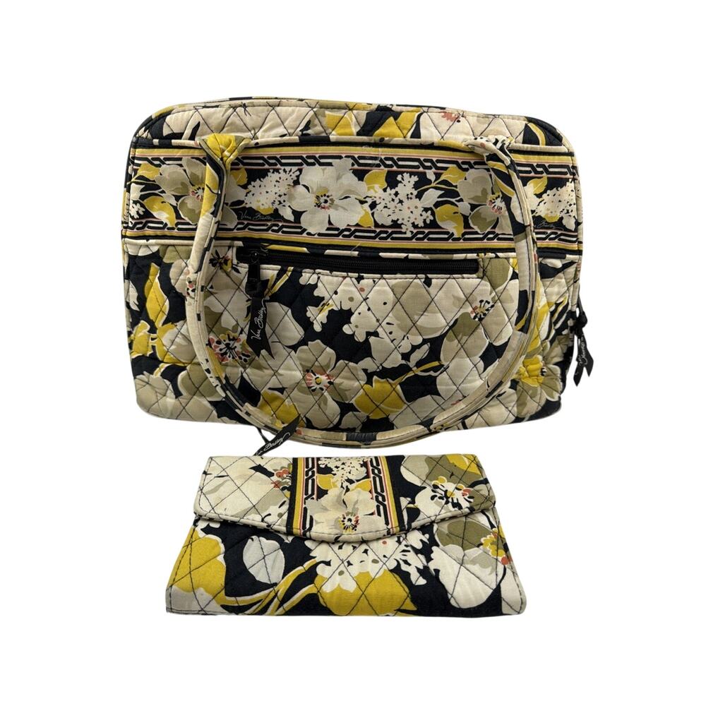 Vera Bradley Quilted Shoulder Bag in Retired Dogwood Pattern w/ Matching Wallet